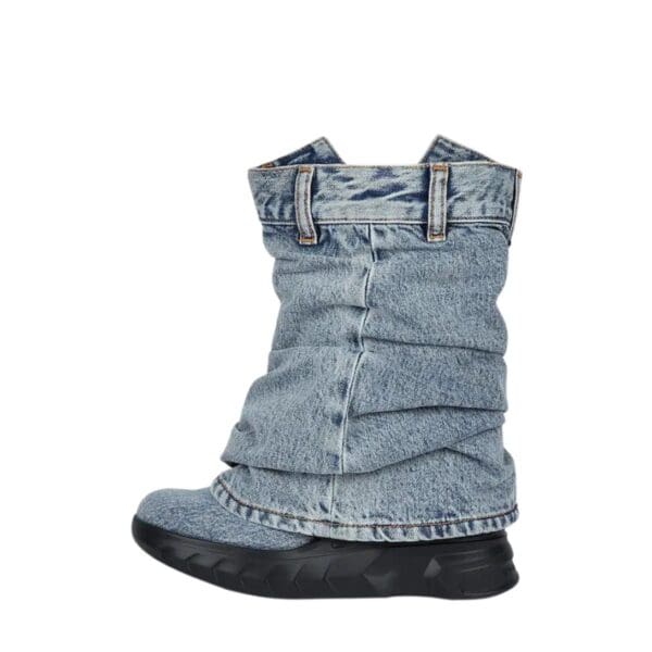 GIVENCHY SHARK LOCK BIKER ANKLE BOOTS IN JEANS
