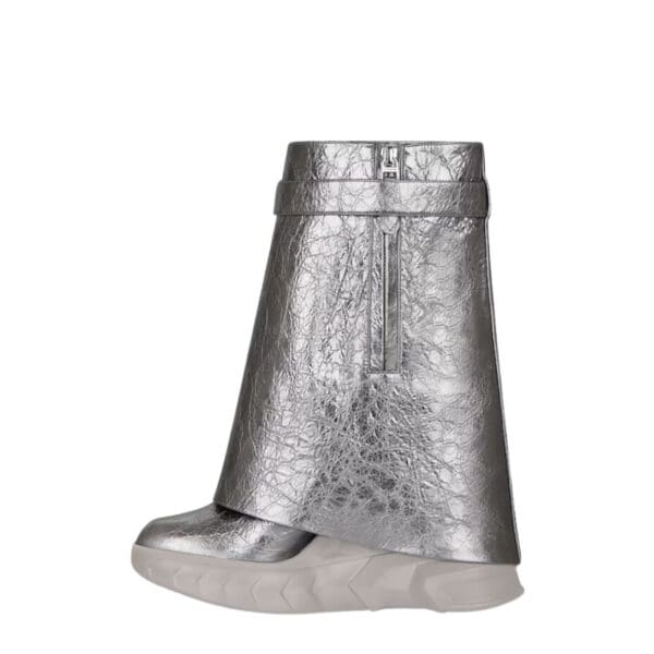 GIVENCHY SHARK LOCK BIKER ANKLE BOOTS IN LAMINATED LEATHER