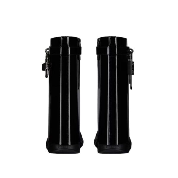 GIVENCHY SHARK LOCK BIKER ANKLE BOOTS IN PATENT LEATHER