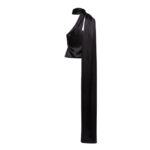 MAGDA BUTRYM SILK WRAP NECK TOP IN BLACK