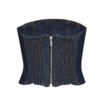 MAGDA BUTRYM STRAPLESS STITCH CORSET IN NAVY