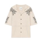NANUSHKA KAEMON EMBROIDED TEXTURED-LINEN CAMP SHIRT WHITE