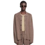 NANUSHKA NICOLAS LINEAR CROCHET SHIRT BROWN