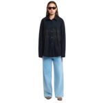 NANUSHKA SAHAR SALE EMBROIDERED POPLIN SHIRT BLACK