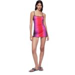 vTHE ATTICO RED, BLACK AND FUCHSIA MINI DRESS
