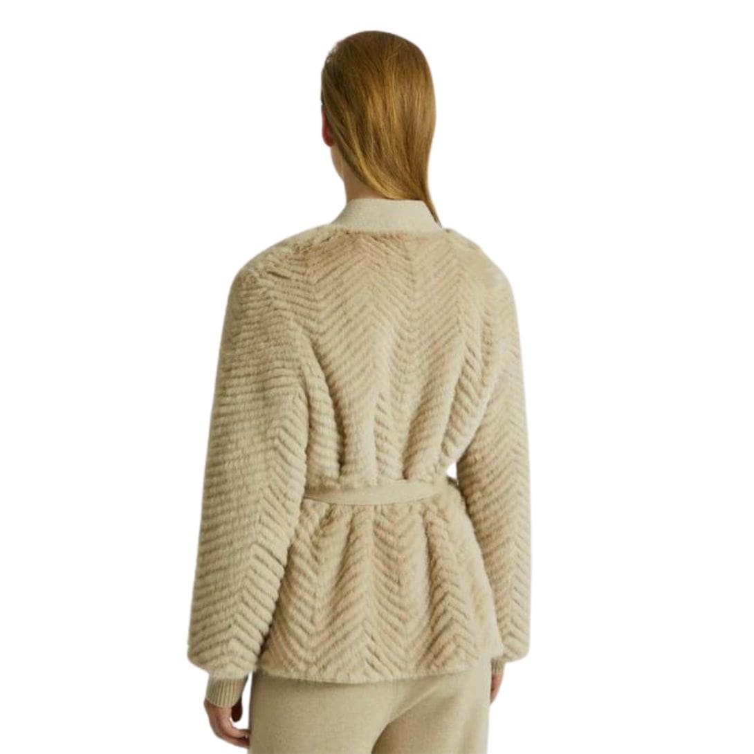 YVES SALOMON MERINO KNIT AND MINK CARDIGAN