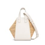 LOEWE HAMMOCK COMPACT BAG IN RAFFIA AND CALFSKIN