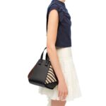 LOEWE HAMMOCK COMPACT BAG IN RAFFIA AND CALFSKIN