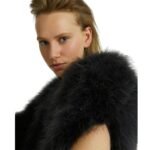 YVES SALOMON LONG FEATHER CAPE