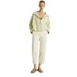 YVES SALOMON LEATHER HOODIE JACKET