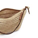 LOEWE MINI HOBO HAMMOCK BAG IN RAFFIA AND CALFSKIN