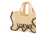 LOEWE FONT TOTE SMALL BAG IN RAFFIA