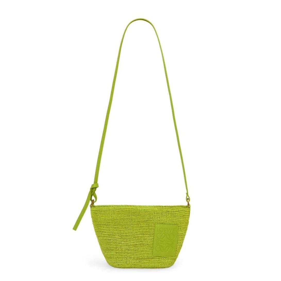 LOEWE MINI SLIT CLUTCH BAG IN RAFFIA AND CALFSKIN