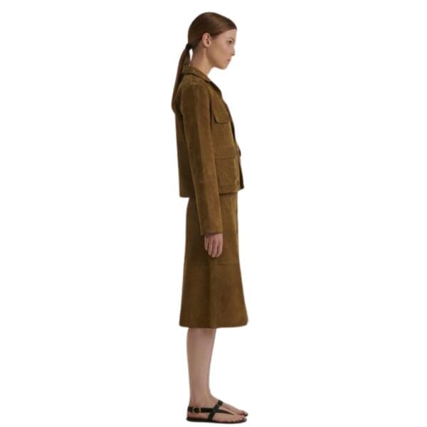 YVES SALOMON CROPPED JACKET IN DOUBLE-SIDED VELOUR LAMB LEATHER