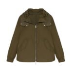 YVES SALOMON SHORT TECHNICAL FABRIC AND LEATHER PARKA