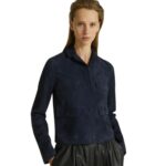 YVES SALOMON CROPPED JACKET IN DOUBLE-SIDED VELOUR LAMB LEATHER