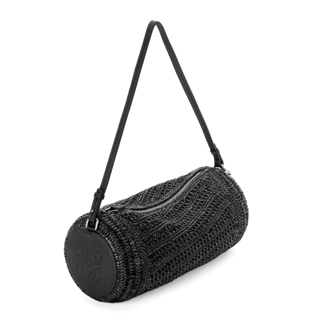LOEWE LARGE BRACELET CLUTCH BAG IN RAFFIA AND CALFSKIN 1 LOEWE LARGE BRACELET CLUTCH BAG IN RAFFIA AND CALFSKIN