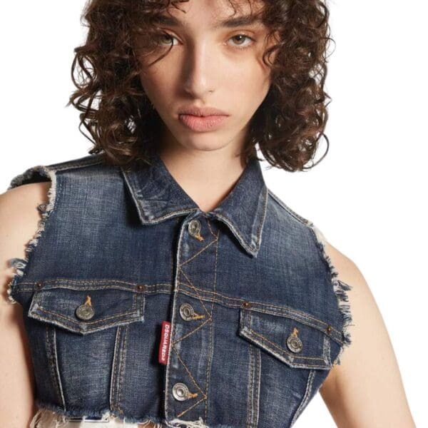 DSQUARED2 DENIM CROPPED VEST
