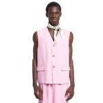 NANUSHKA SEMME SILK VISCOSE TWEED VEST PINK