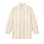 NANUSHKA BEAUX STRIPED DENIM LONG-SLEEVE SHIRT CREME