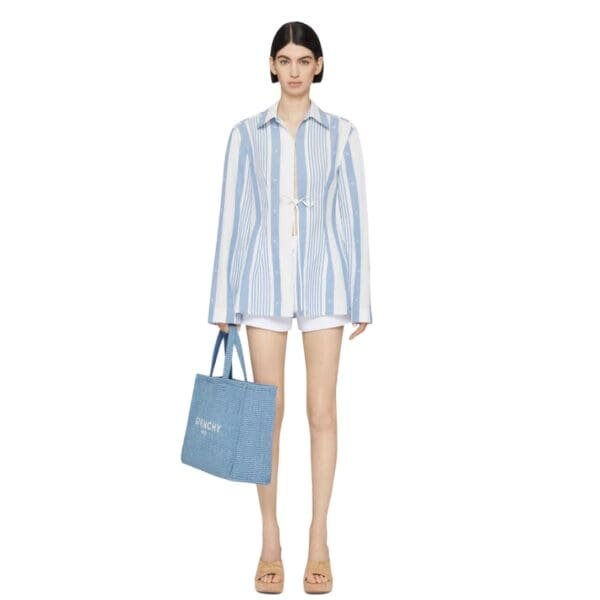vGIVENCHY SHIRT IN COTTON AND LINEN WITH 4G STRIPES