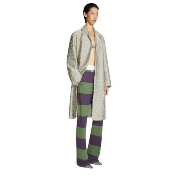 DRIES VAN NOTEN EMBELLISHED COAT SILVER