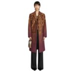 DRIES VAN NOTEN EMBROIDERED COAT WINE
