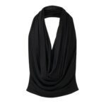 MAGDA BUTRYM COWL NECK JERSEY HALTER TOP IN BLACK
