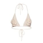 MAGDA BUTRYM CROCHET 3D FLOWER TRIANGLE BRA IN CREAM