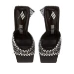 THE ATTICO ''DEVON'' BLACK AND CRYSTAL MULE