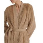 YVES SALOMON MERINO KNIT AND MINK LONG CARDIGAN