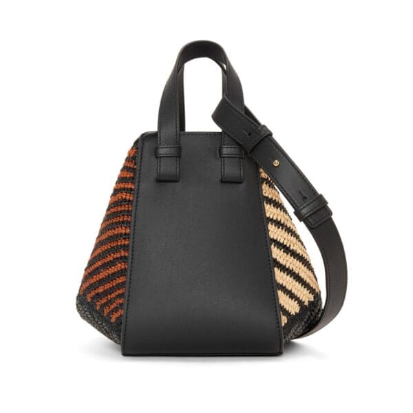 LOEWE HAMMOCK COMPACT BAG IN RAFFIA AND CALFSKIN