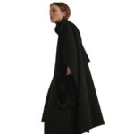 YVES SALOMON CASHMERE WOOL CAPE WITH MINK FUR