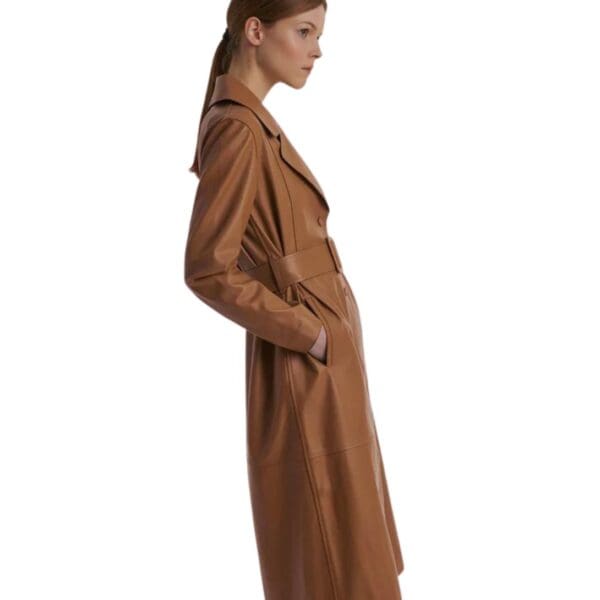 YVES SALOMON LONG LEATHER TRENCH COAT