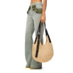 LOEWE HOBO BAG IN RAFFIA AND CALFSKIN