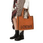 LOEWE FONT TOTE LARGE BAG IN RAFFIA