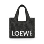 LOEWE FONT TOTE SMALL BAG IN RAFFIA
