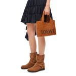 LOEWE FONT TOTE SMALL BAG IN RAFFIA