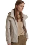 YVES SALOMON SHORT TECHNICAL FABRIC AND LEATHER PARKA