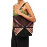 LOEWE PUZZLE FOLD TOTE BAG IN RAFFIA