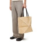 LOEWE PUZZLE FOLD TOTE XL BAG IN RAFFIA