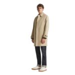 YVES SALOMON 3/4 COAT IN DOUBLE-FACED COTTON AND WATER-REPELLENT LEATHER DETAILS