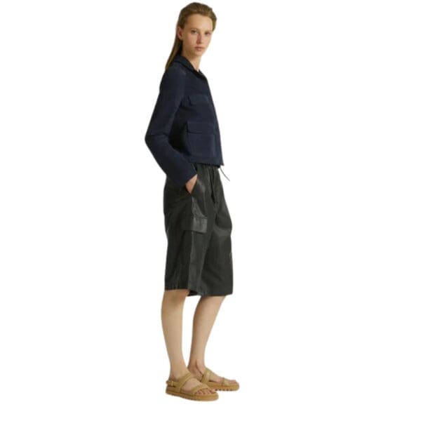 cYVES SALOMON CROPPED JACKET IN DOUBLE-SIDED VELOUR LAMB LEATHER