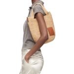 LOEWE MINI SLIT BAG IN RAFFIA AND CALFSKIN