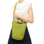 LOEWE MINI SLIT BAG IN RAFFIA AND CALFSKIN