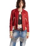 DSQUARED2 SIGNATURE VARSITY LEATHER BOMBER