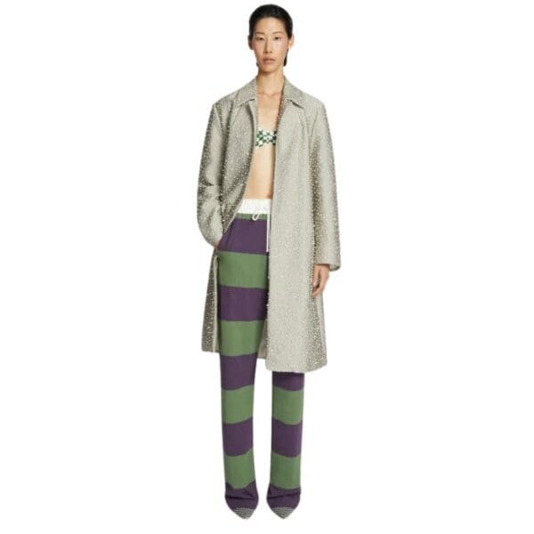 DRIES VAN NOTEN EMBELLISHED COAT SILVER