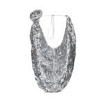 MAGDA BUTRYM COWL NECK SEQUIN TOP IN SILVER