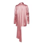 MAGDA BUTRYM LONG SLEEVE DRAPED SILK BLOUSE IN PINK