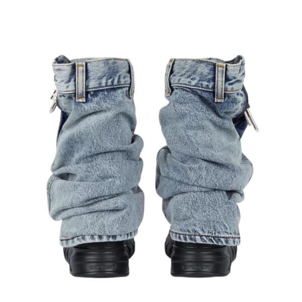 GIVENCHY SHARK LOCK BIKER ANKLE BOOTS IN JEANS